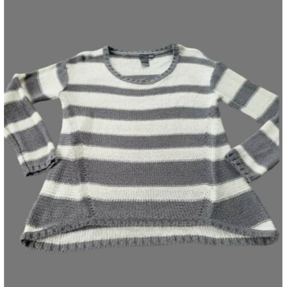 Striped‎ Gray White Sweater Anthropologie Quinn - Picture 2 of 11